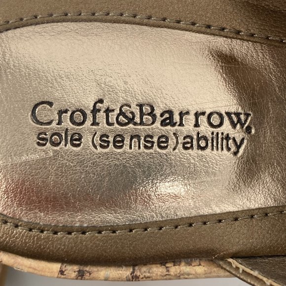 Croft & Barrow Metallic Margie Cork Slide Wedge Sandals - Picture 7 of 12